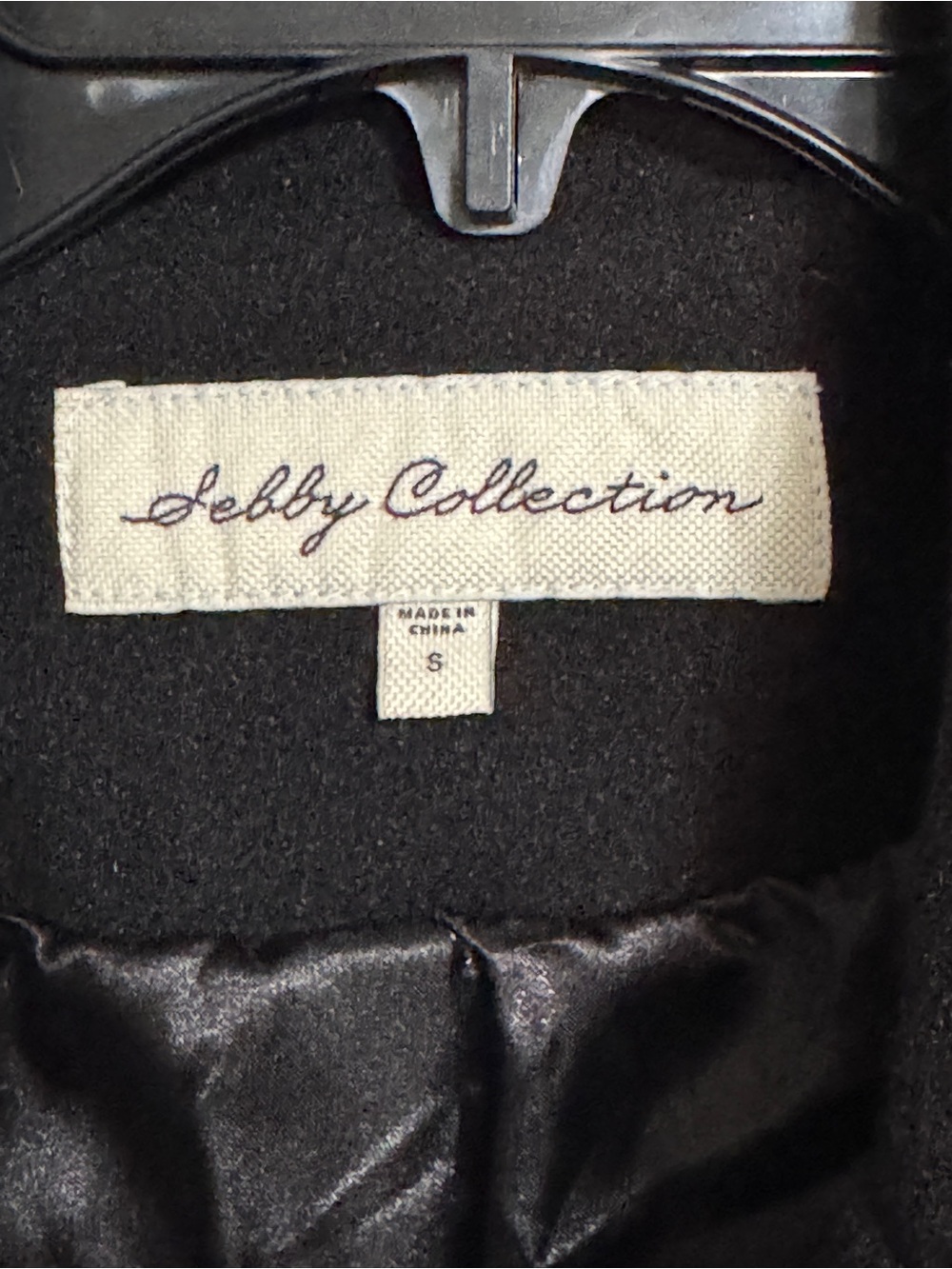 Sebby Collection Black Wool Belted Pea Coat - Picture 3 of 5